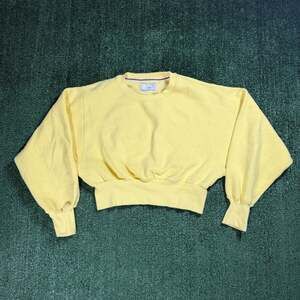 Tna Women's Yellow Long Sleeve Cropped Crew Neck Sweatshirt Size XS